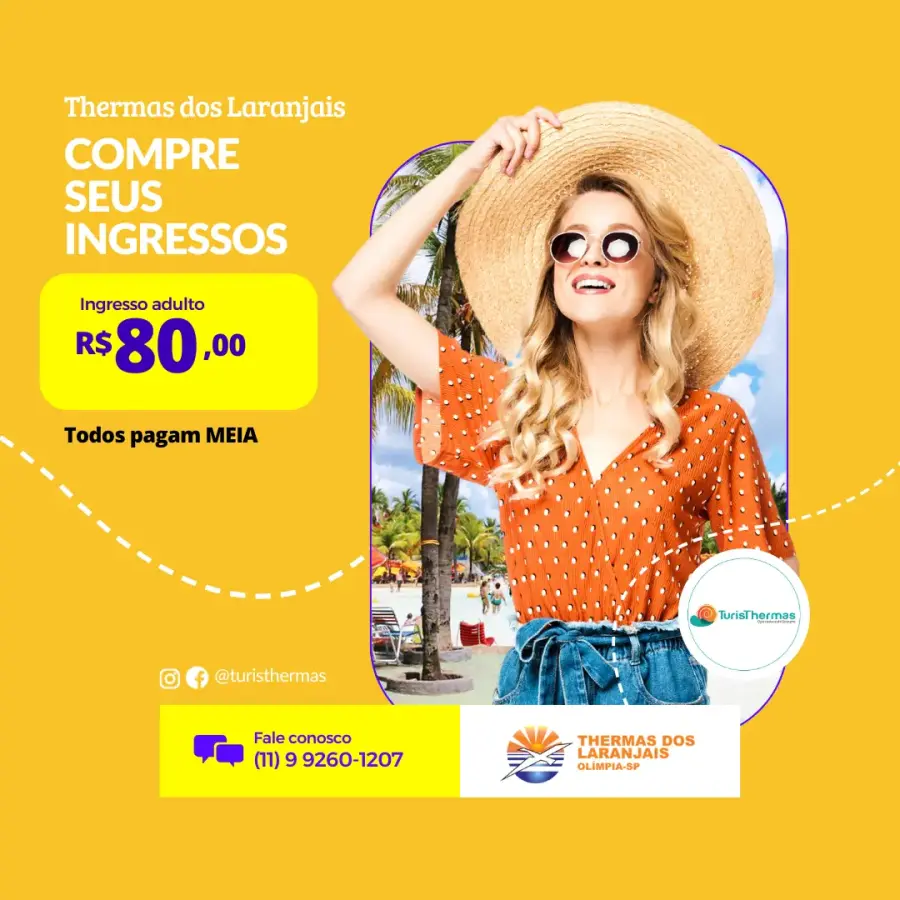 Ingresso mais barato Thermas dos Laranjais - Todos Pagam MEIA